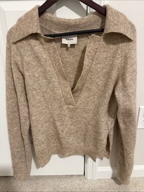 Nanushka Alpaca Wool Blend Collared Sweater Neutral Minimalist